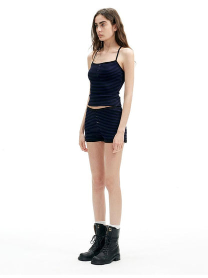 AFTADAWN Strappy Racerback Top Shorts Set With Stripe Detailing