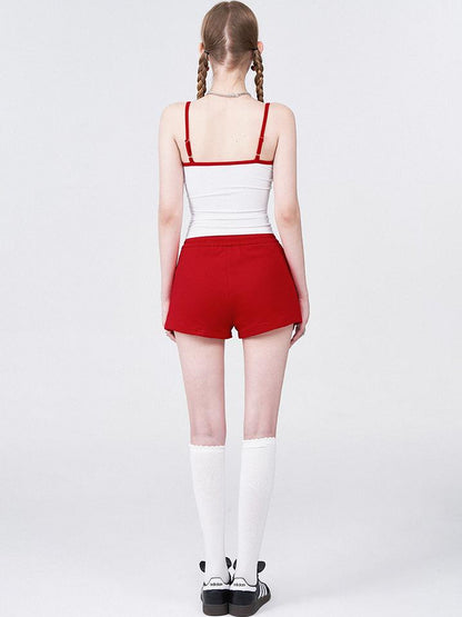 AFTADAWN Strawberry Print Strap Top And Cotton Shorts Set