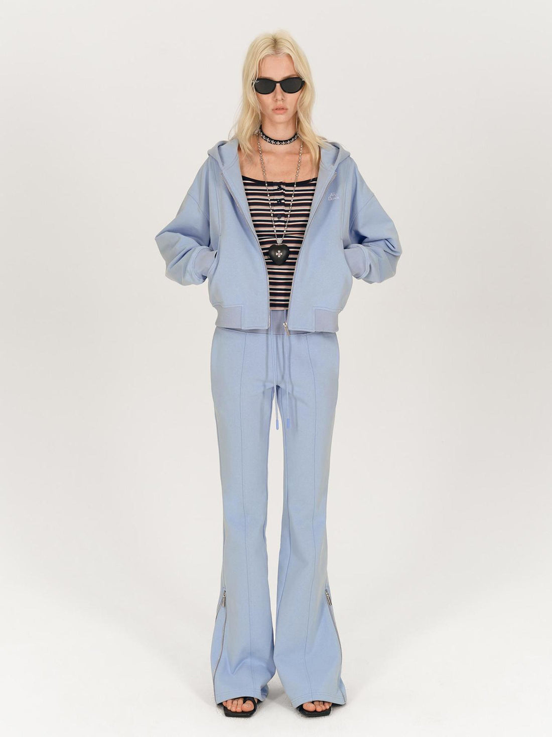 AFTADAWN Stretch Cotton Hoodie With Flared Yoga Pants Set