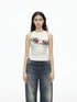 AFTADAWN Stretch Ribbed Sleeveless Camisole With Side Coverage Print Detail
