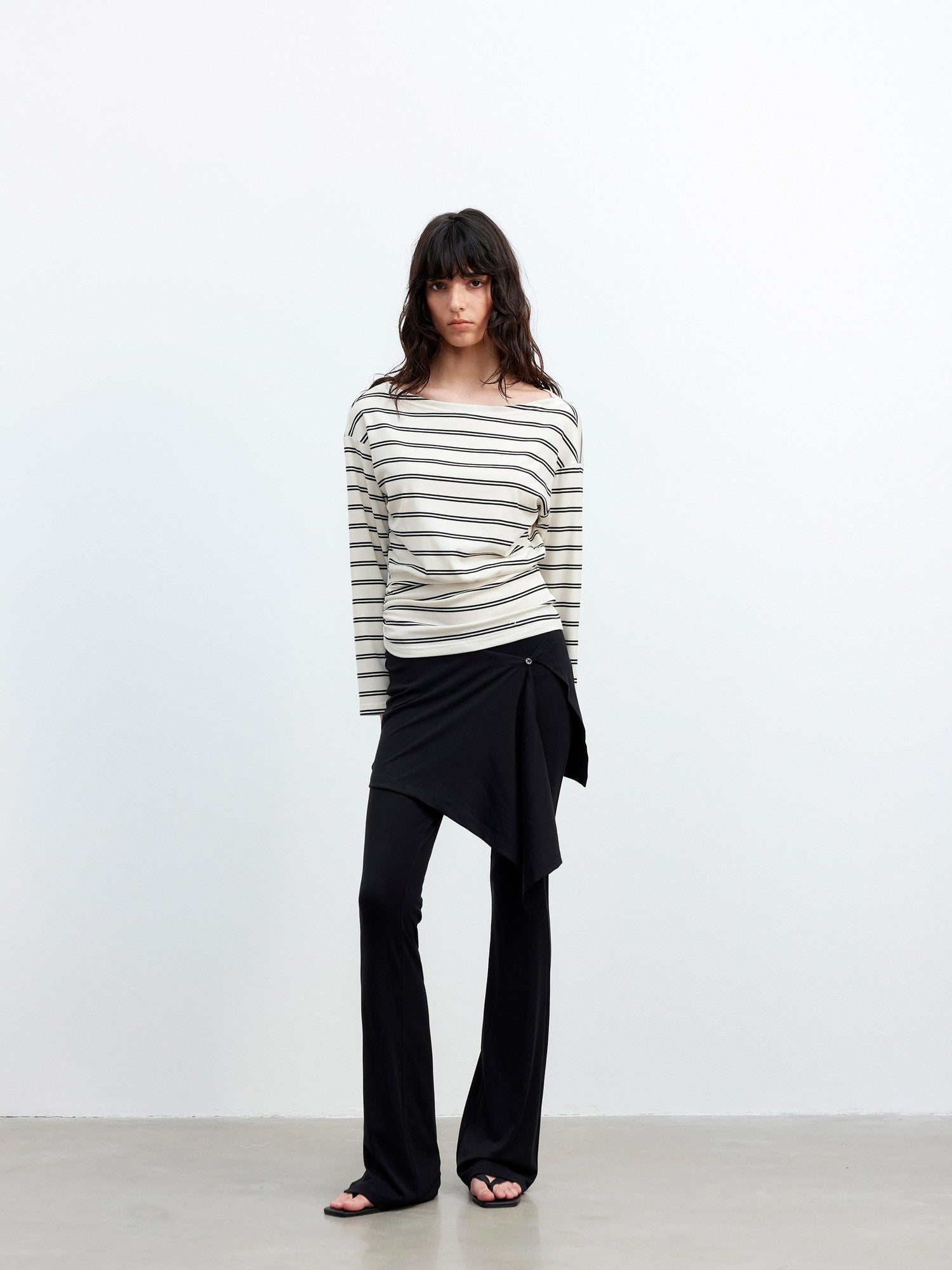 AFTADAWN Striped Asymmetric One Shoulder Women&