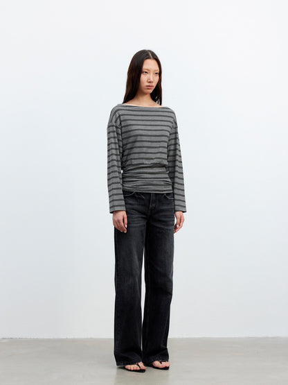 AFTADAWN Striped Asymmetric One Shoulder Women&