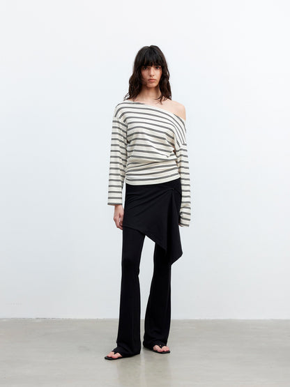 AFTADAWN Striped Asymmetric One Shoulder Women&