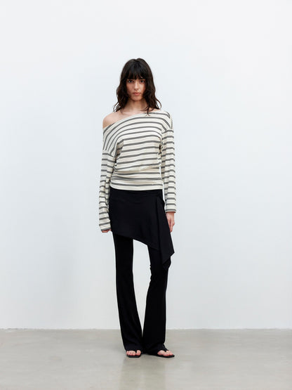 AFTADAWN Striped Asymmetric One Shoulder Women&