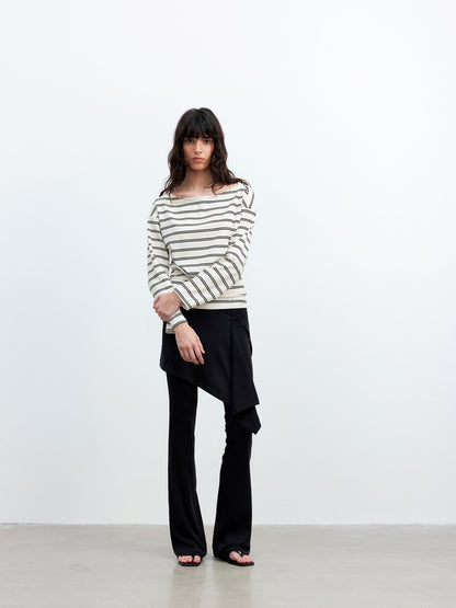AFTADAWN Striped Asymmetric One Shoulder Women&