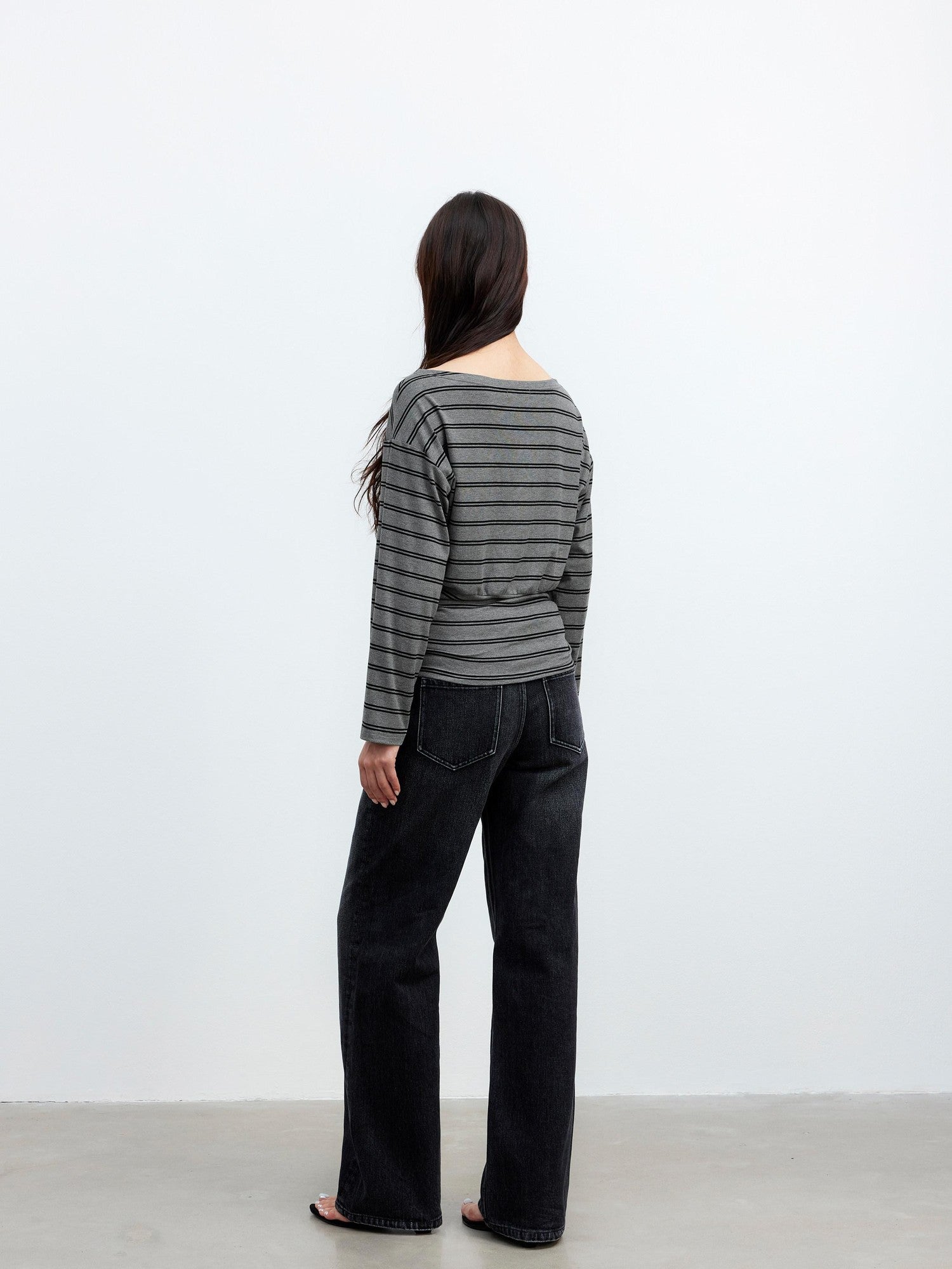 AFTADAWN Striped Asymmetric One Shoulder Women&