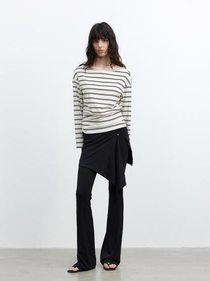 AFTADAWN Striped Asymmetric One Shoulder Women&