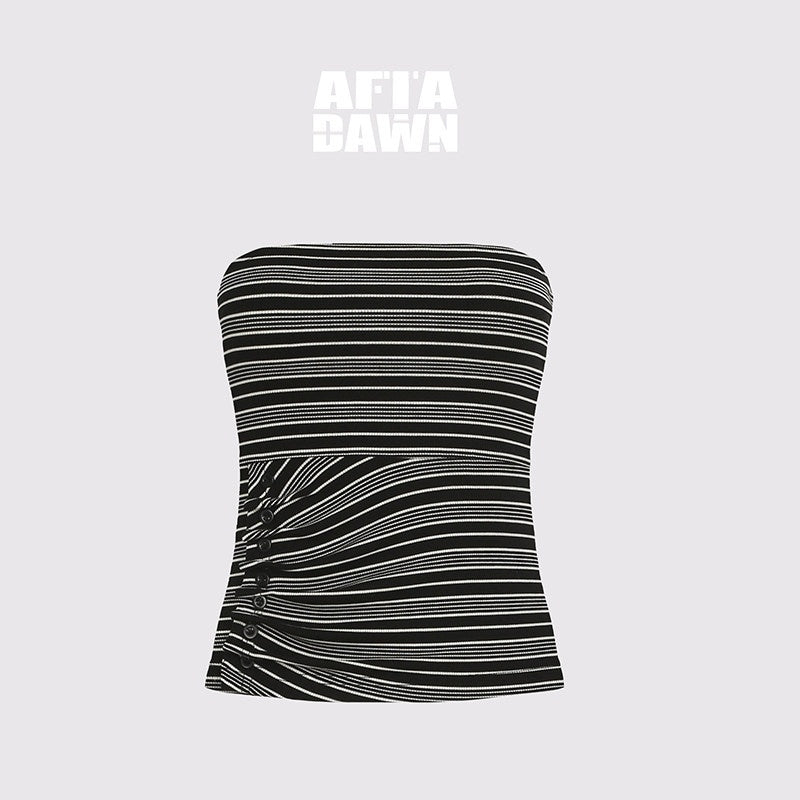 AFTADAWN_Striped_Asymmetric_Ruched_Waist_Cinched_Women&
