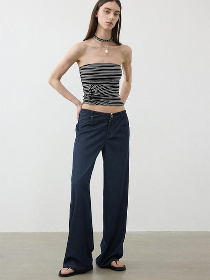 AFTADAWN Striped Asymmetric Ruched Waist Cinched Women&