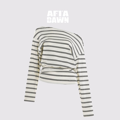 AFTADAWN_Striped_Asymmetric_Shoulder_Drop_Sleeve_Tunic_Top_MISSTT