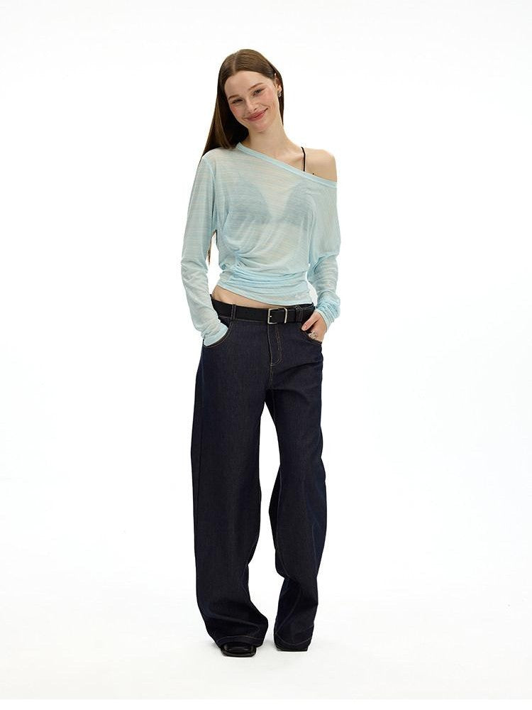 AFTADAWN Striped Asymmetrical One Shoulder Ruched Women&