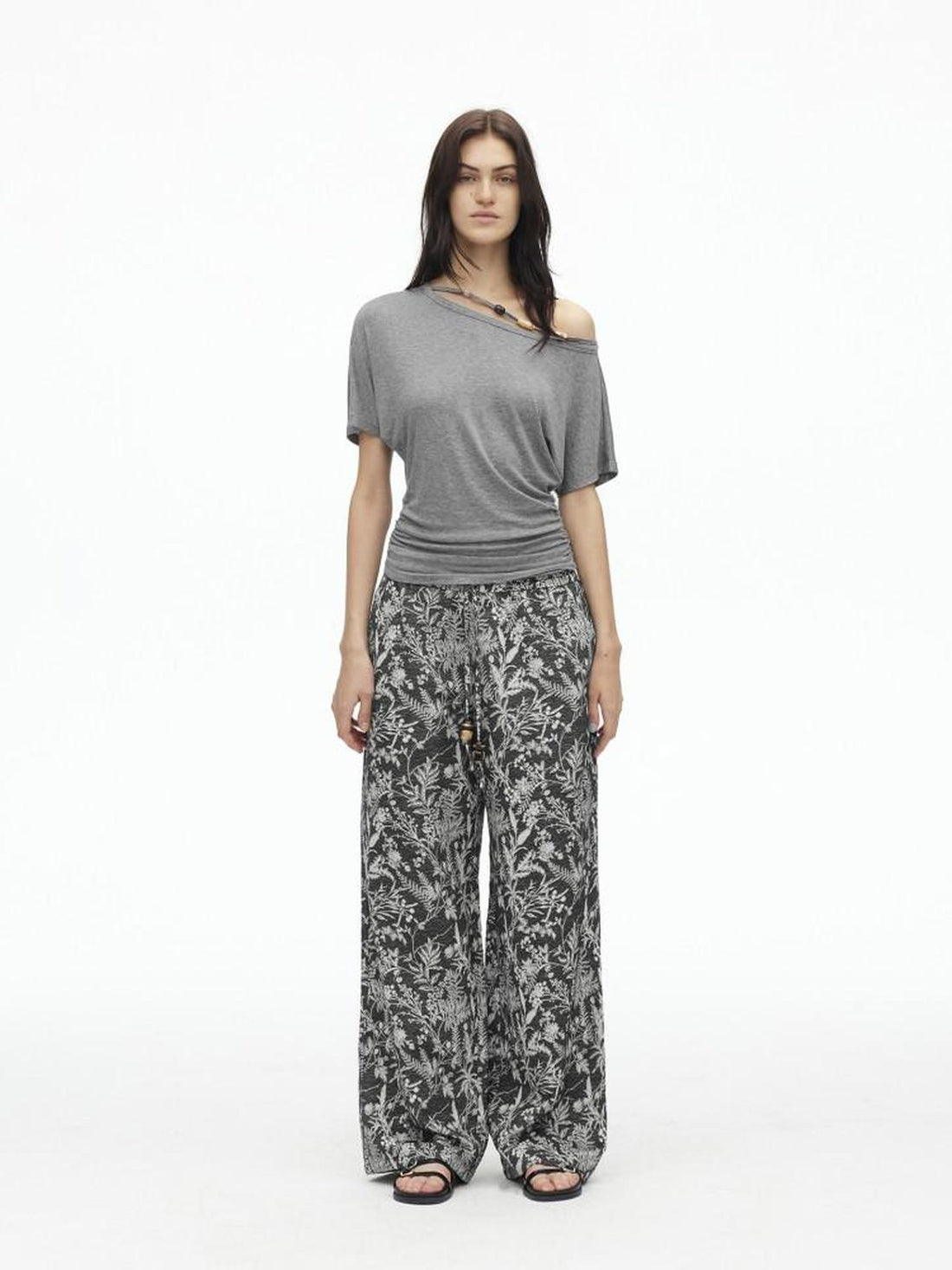 AFTADAWN Striped Beaded Halter Asymmetric Women&
