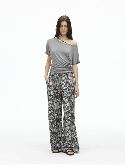 AFTADAWN Striped Beaded Halter Asymmetric Women&