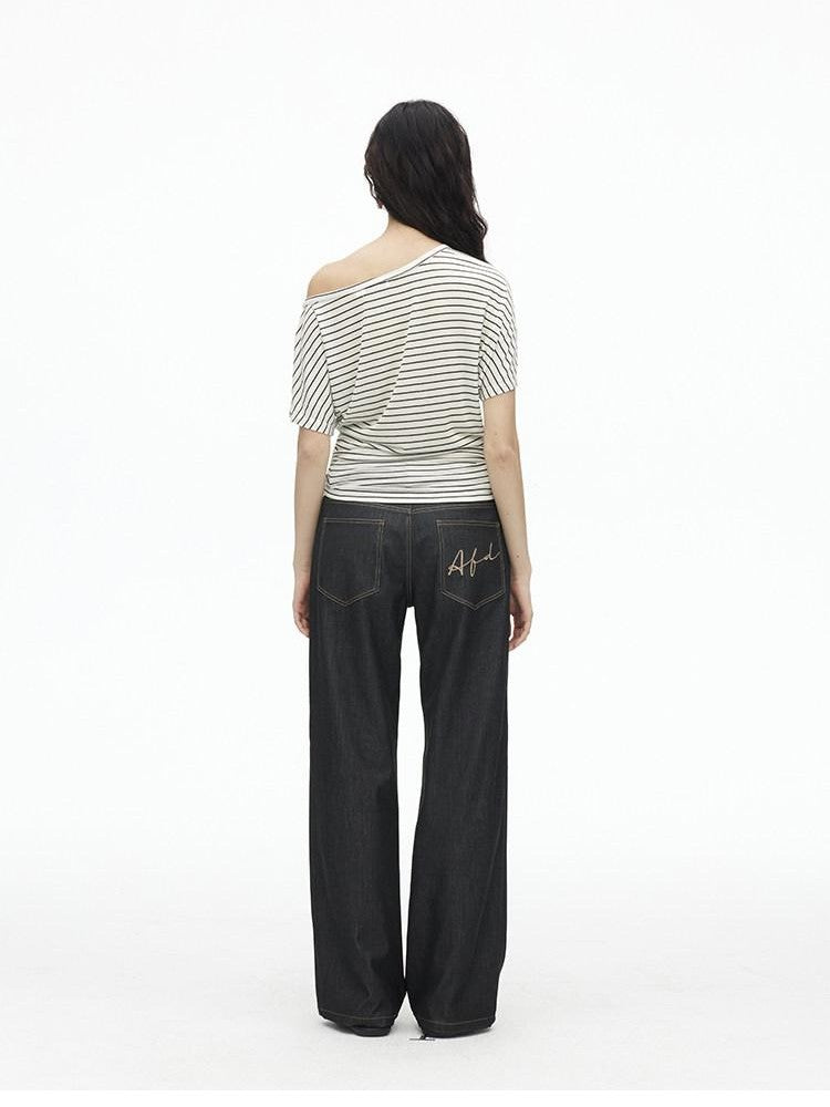 AFTADAWN Striped Beaded Halter Asymmetric Women&