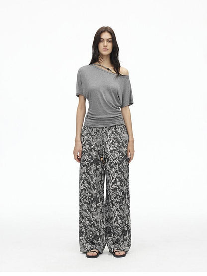 AFTADAWN Striped Beaded Halter Asymmetric Women&