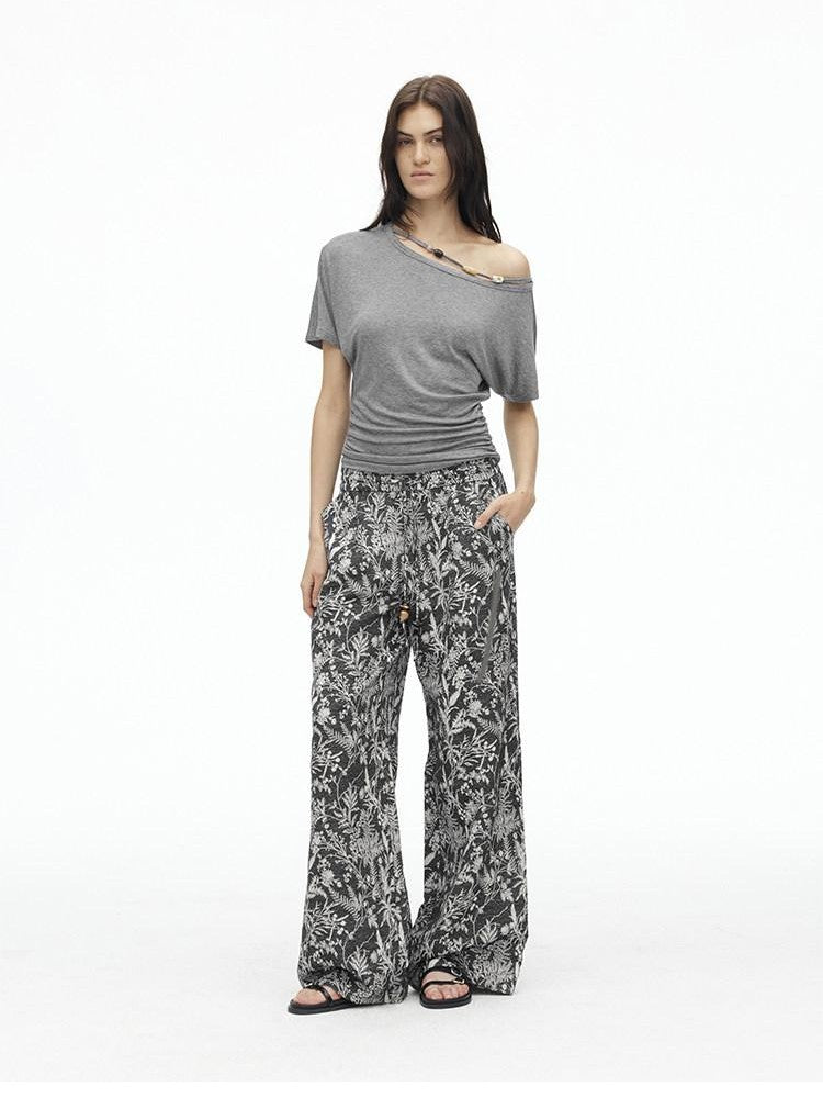 AFTADAWN Striped Beaded Halter Asymmetric Women&