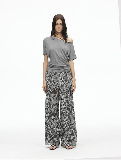 AFTADAWN Striped Beaded Halter Asymmetric Women&