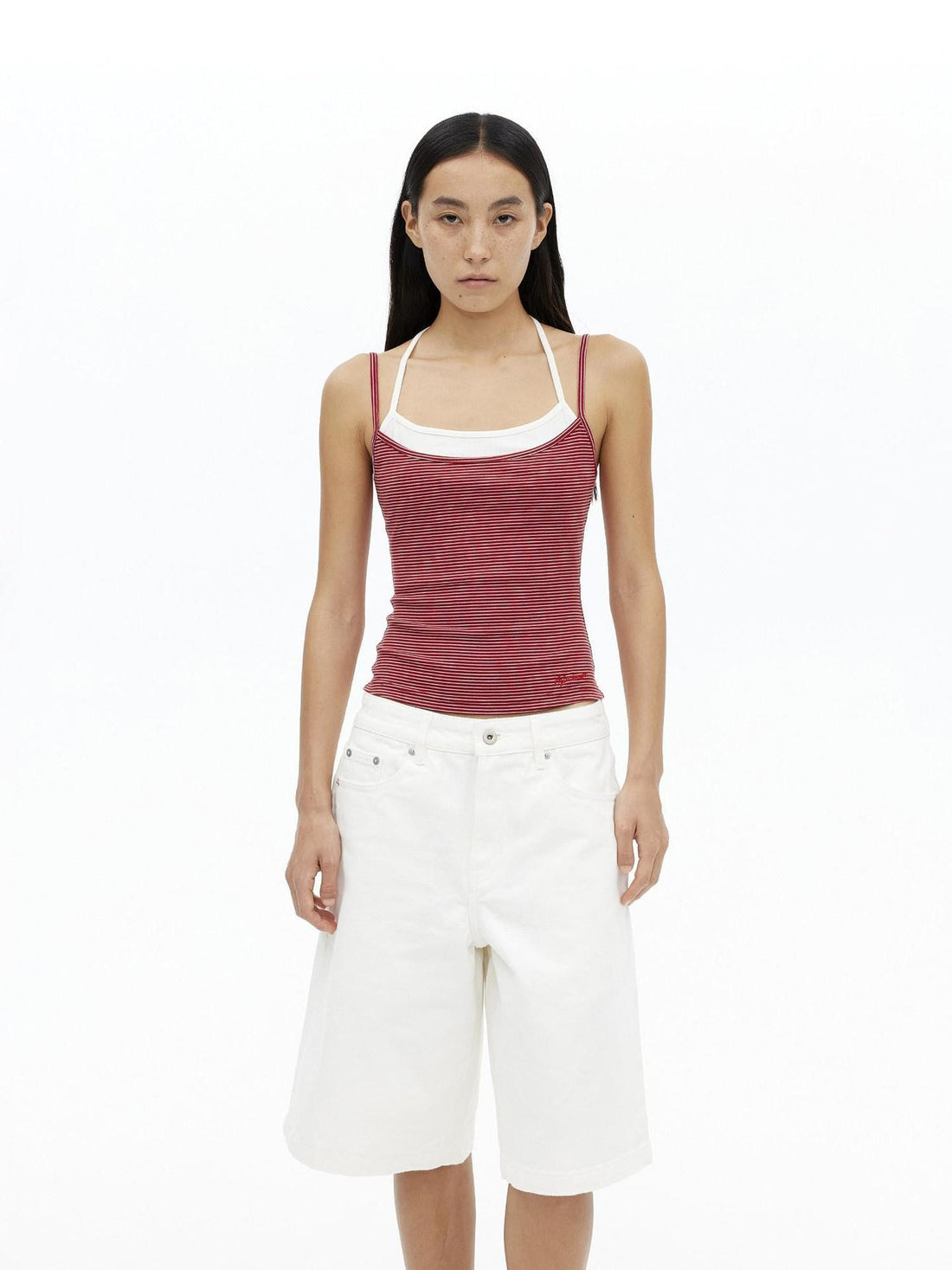 AFTADAWN Striped Colorblock Layered Halter Women&