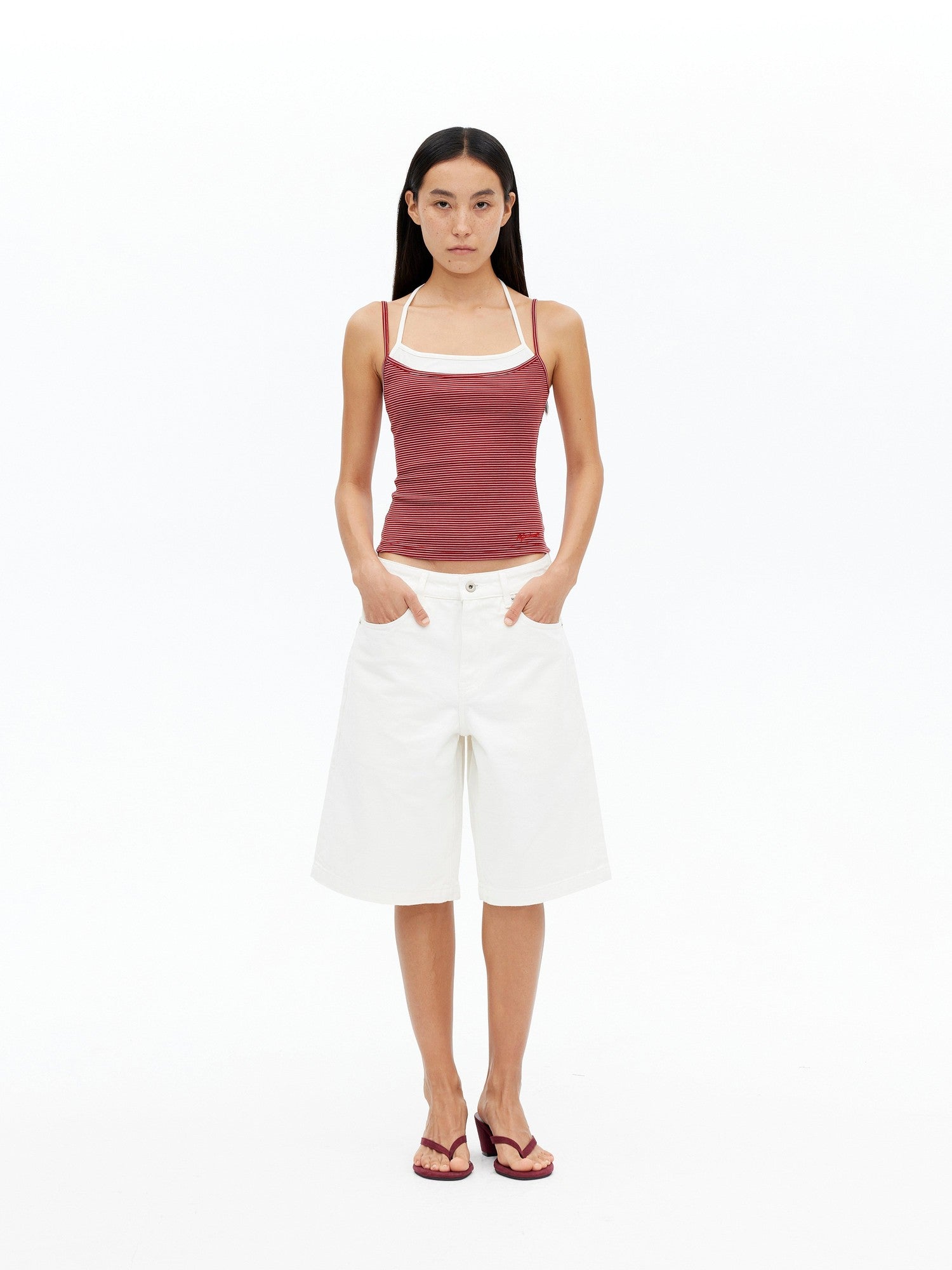 AFTADAWN Striped Colorblock Layered Halter Women&