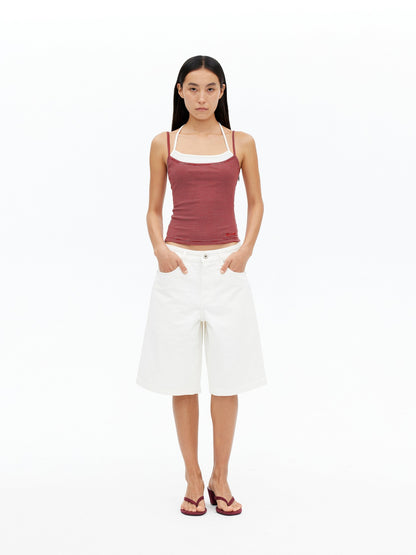 AFTADAWN Striped Colorblock Layered Halter Women&