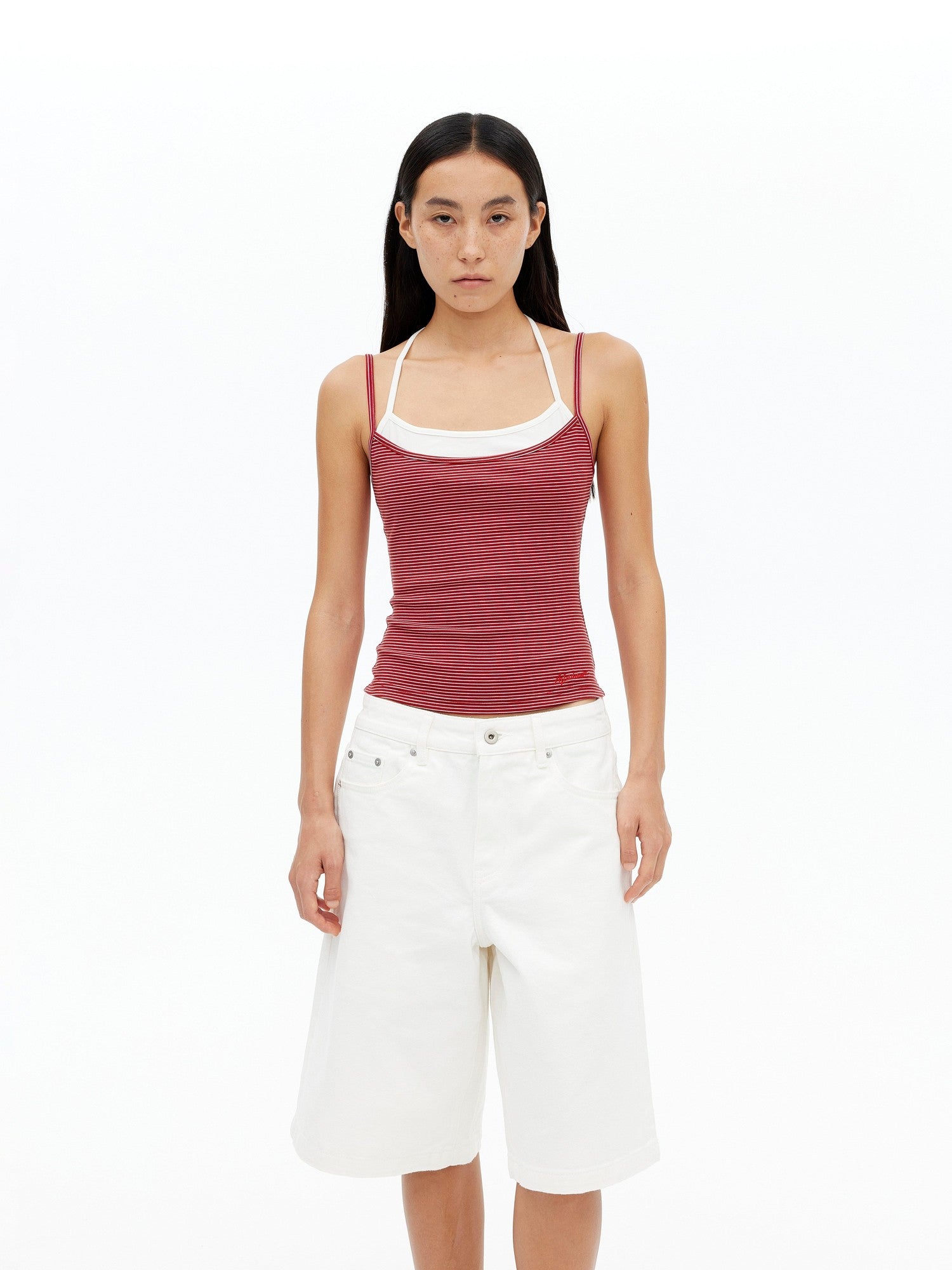 AFTADAWN Striped Colorblock Layered Halter Women&