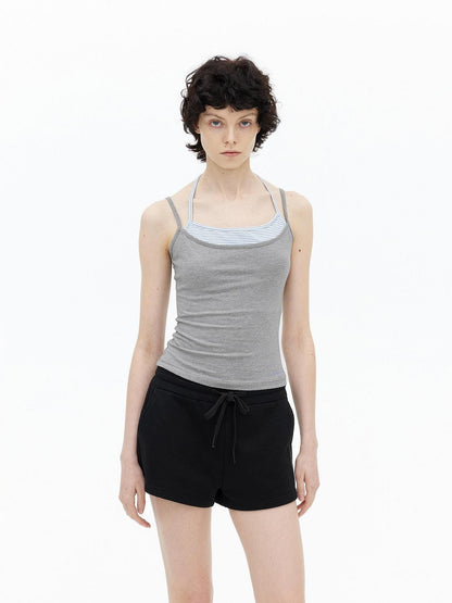 AFTADAWN Striped Colorblock Layered Halter Women&