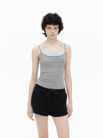 AFTADAWN Striped Colorblock Layered Halter Women&