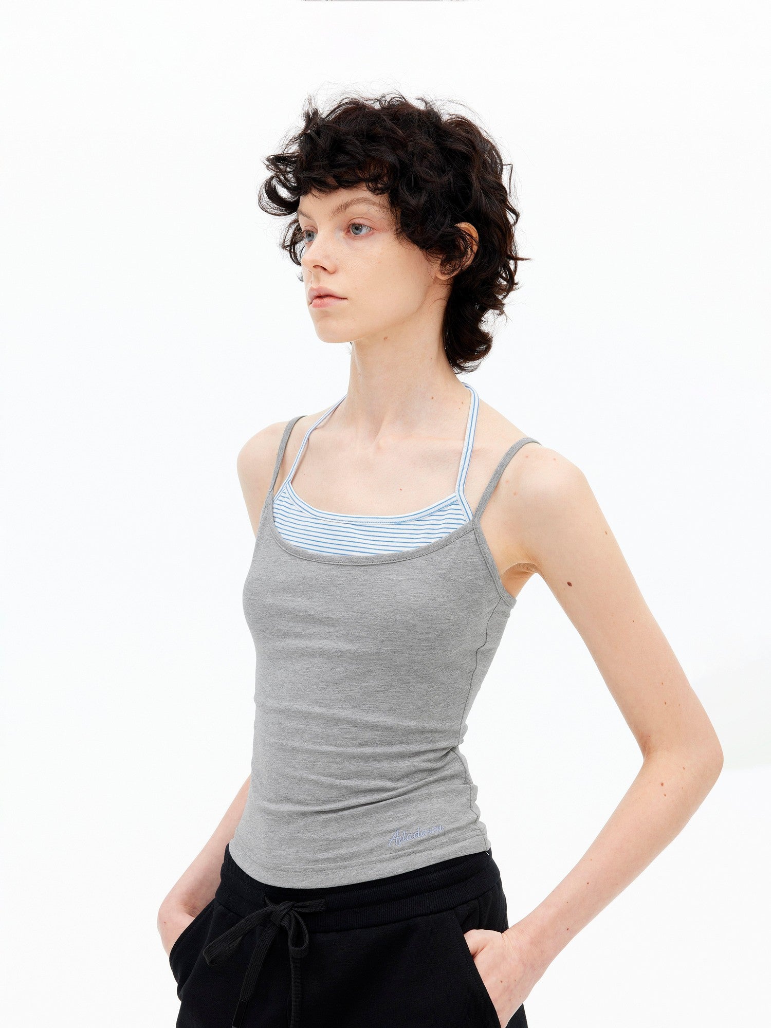 AFTADAWN Striped Colorblock Layered Halter Women&