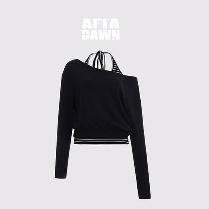 AFTADAWN_Striped_Cropped_Halter_Tie_Women&