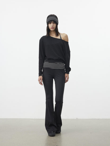AFTADAWN Striped Cropped Halter Tie Women&