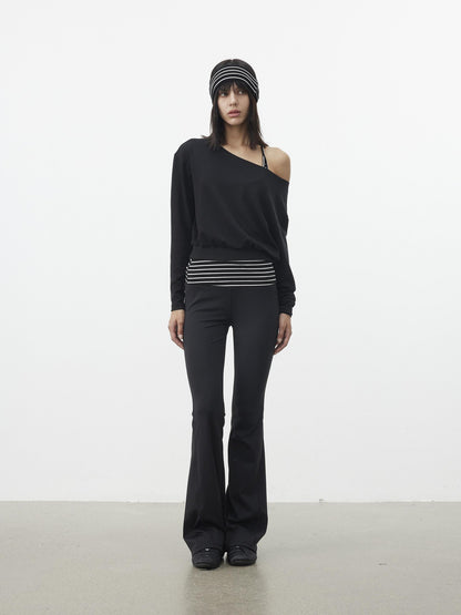 AFTADAWN Striped Cropped Halter Tie Women&