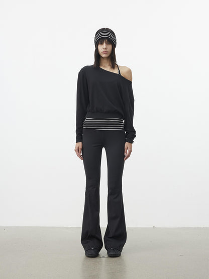 AFTADAWN Striped Cropped Halter Tie Women&