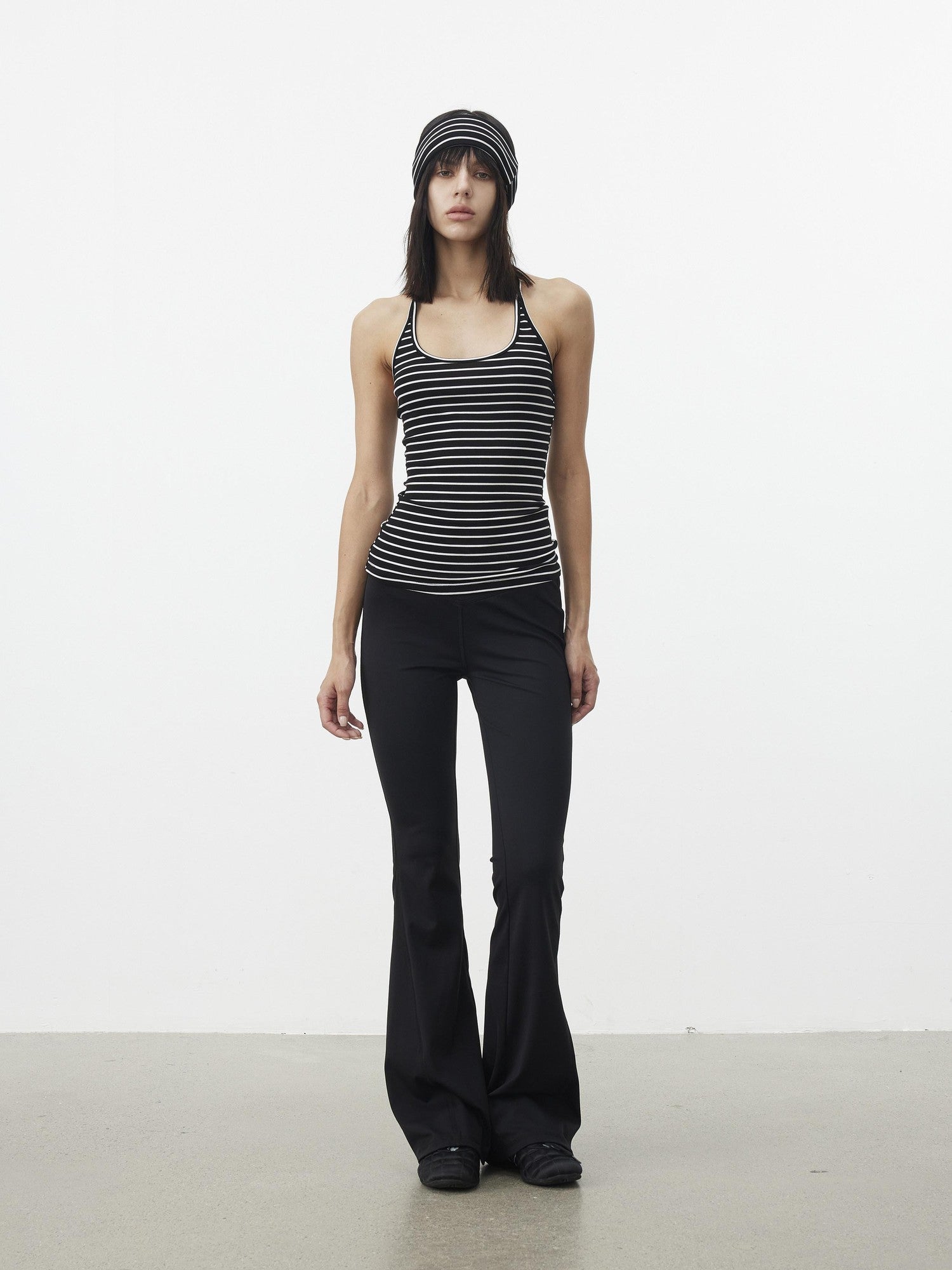 AFTADAWN Striped Cropped Halter Tie Women&