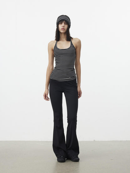 AFTADAWN Striped Cropped Halter Tie Women&