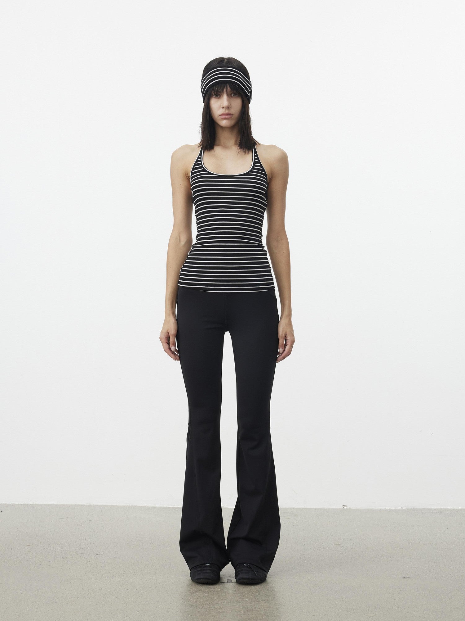 AFTADAWN Striped Cropped Halter Tie Women&