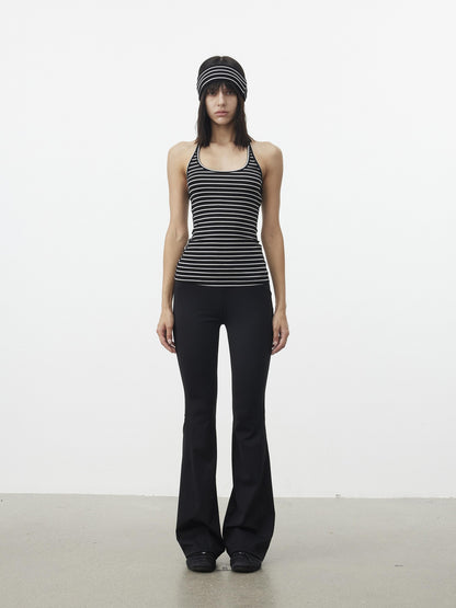 AFTADAWN Striped Cropped Halter Tie Women&