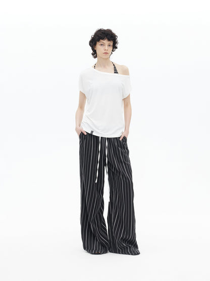 AFTADAWN Striped Halter Tie Cami Women&