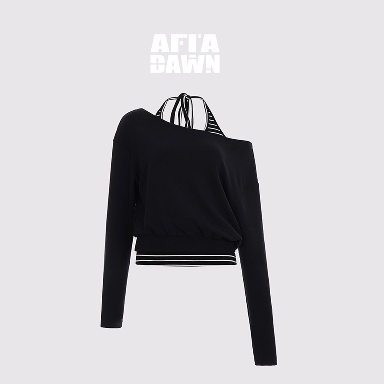 AFTADAWN_Striped_Halter_Top_And_Oversized_Off_Shoulder_Cover_Set_MISSTT