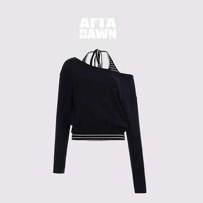 AFTADAWN_Striped_Halter_Top_And_Oversized_Off_Shoulder_Cover_Set_MISSTT