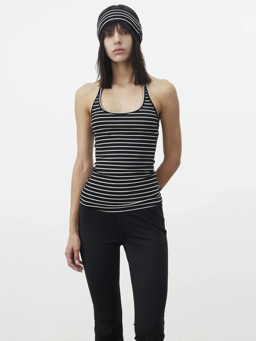 AFTADAWN Striped Halter Top And Oversized Off Shoulder Cover Set T-shirt