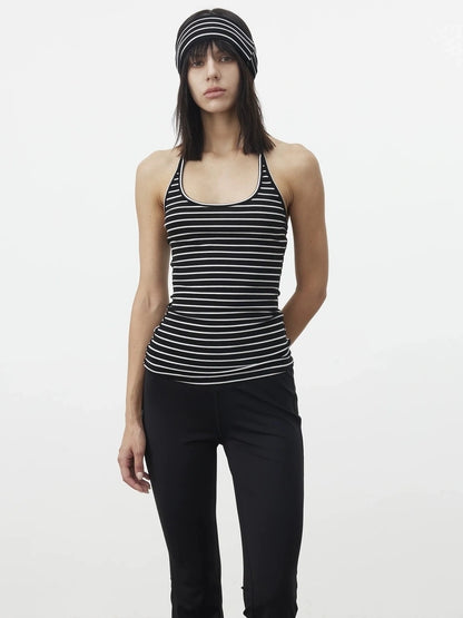 AFTADAWN Striped Halter Top And Oversized Off Shoulder Cover Set T-shirt