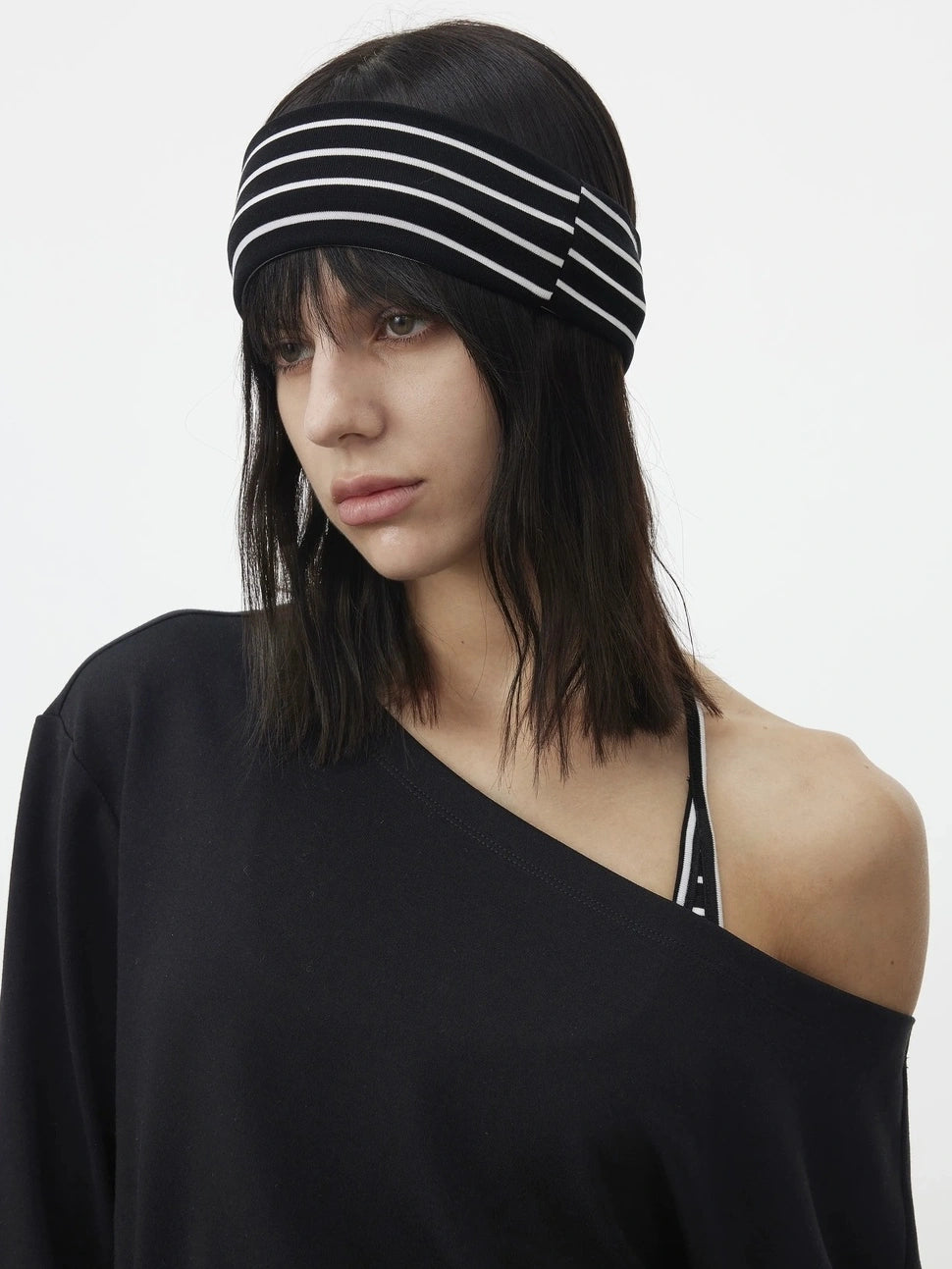 AFTADAWN Striped Halter Top And Oversized Off Shoulder Cover Set T-shirt