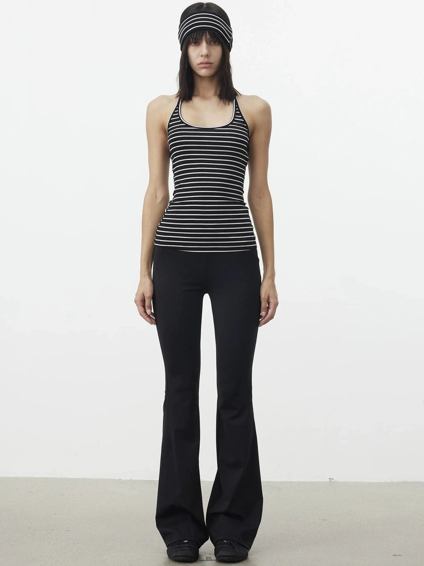 AFTADAWN Striped Halter Top And Oversized Off Shoulder Cover Set T-shirt