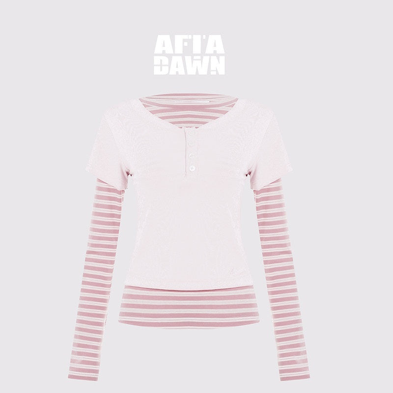 AFTADAWN_Striped_Layered_Two_Piece_Splice_Women&