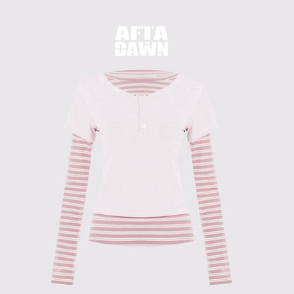 AFTADAWN_Striped_Layered_Two_Piece_Splice_Women&