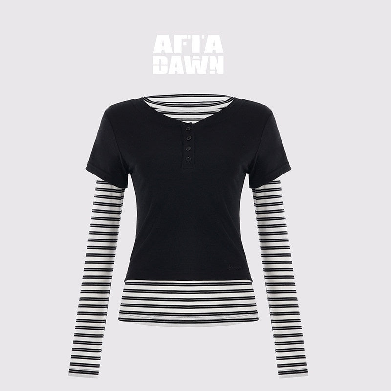 AFTADAWN_Striped_Layered_Two_Piece_Splice_Women&