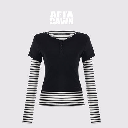 AFTADAWN_Striped_Layered_Two_Piece_Splice_Women&