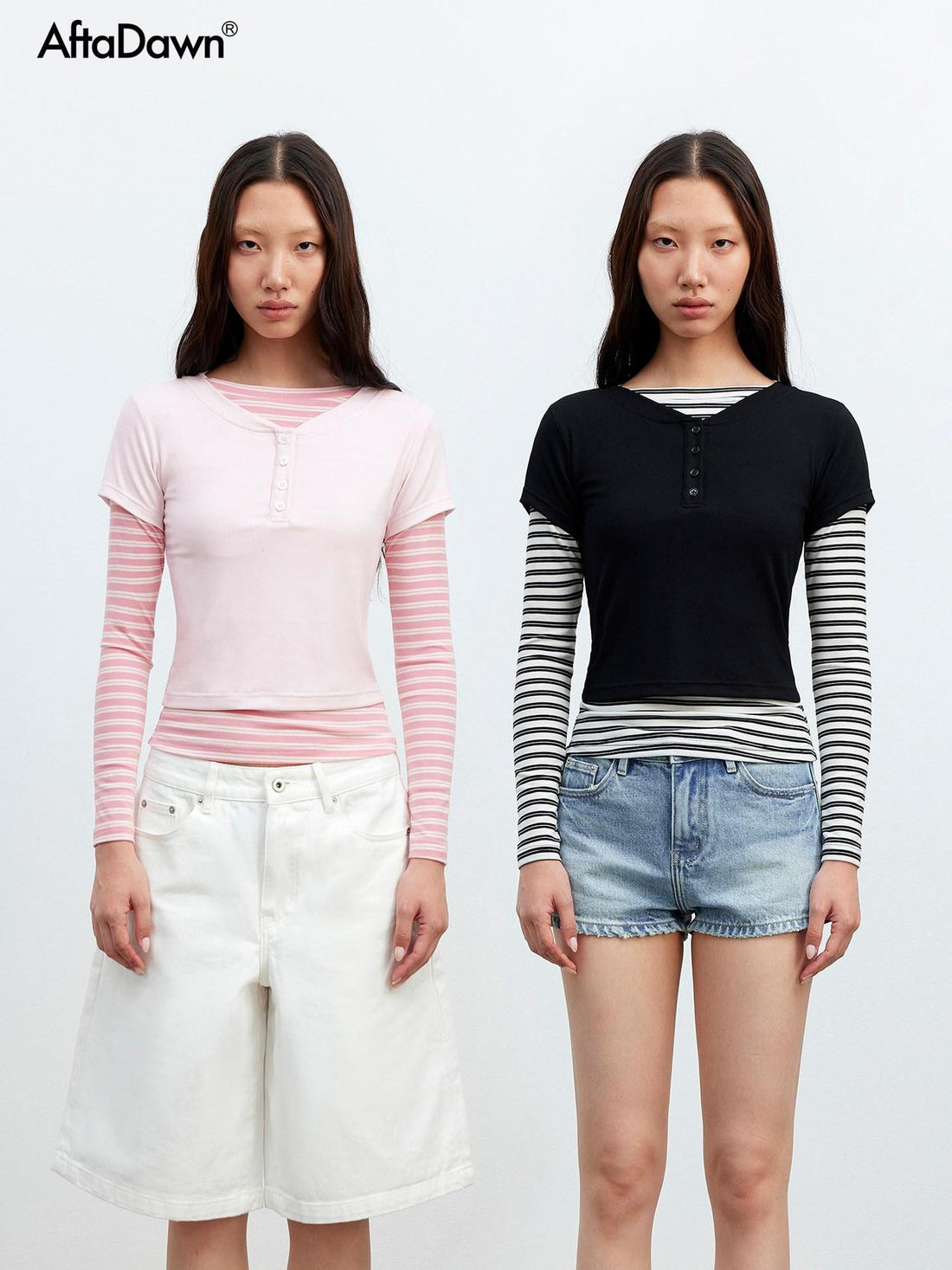 Striped Layered Two Piece Splice Women&