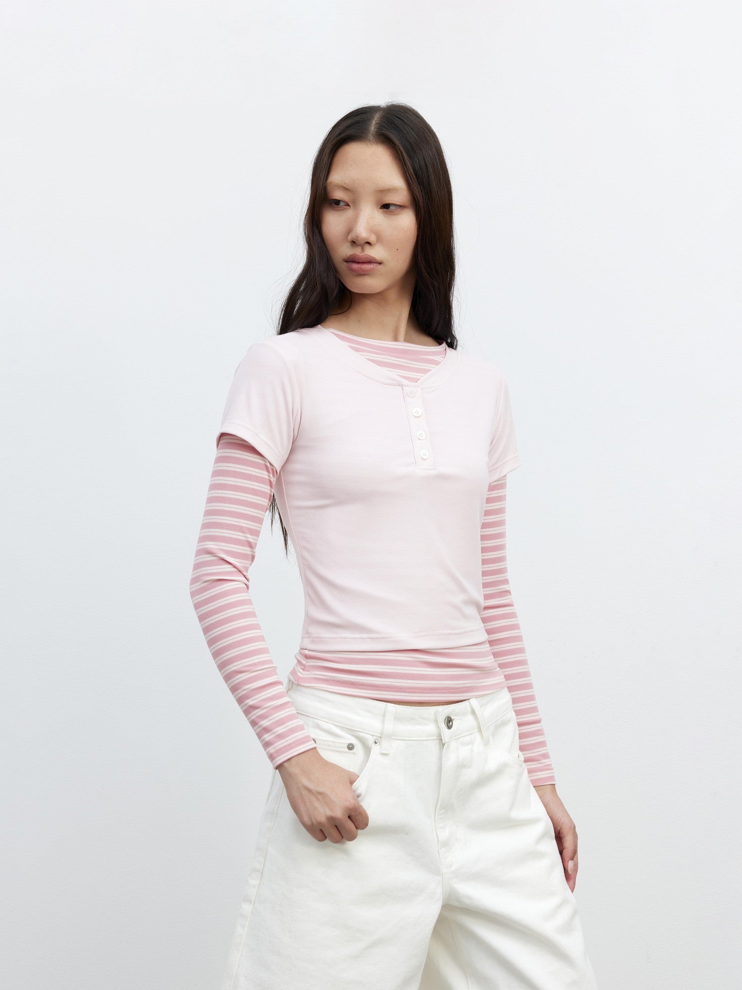 AFTADAWN Striped Layered Two Piece Splice Women&