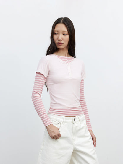 AFTADAWN Striped Layered Two Piece Splice Women&